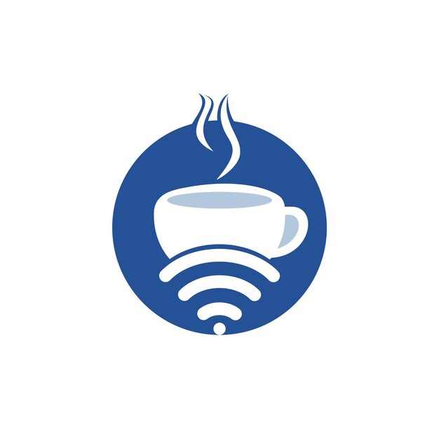 Vector coffee cup with wifi vector icon logo design