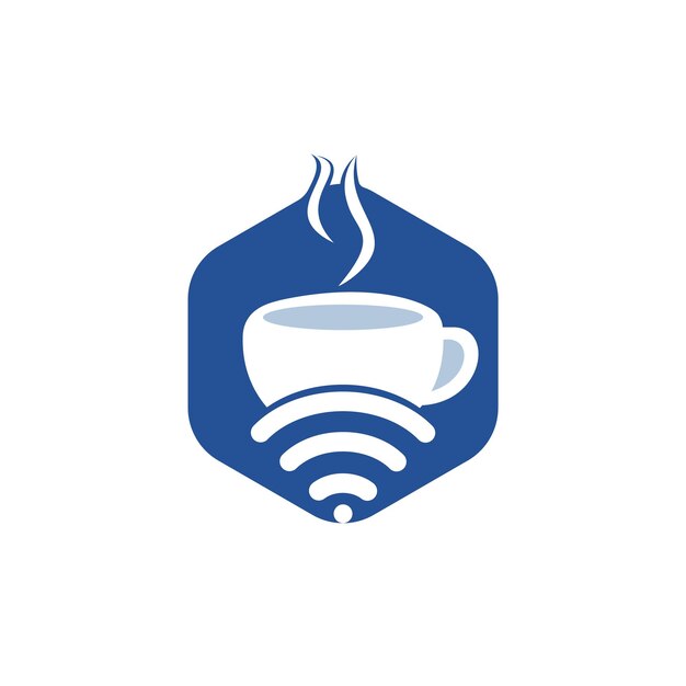 Vector coffee cup with wifi vector icon logo design