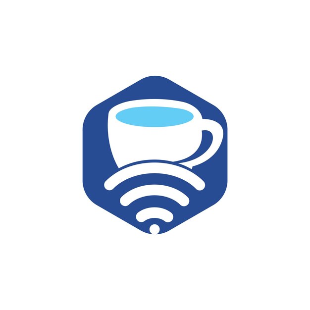 Vector coffee cup with wifi vector icon logo design