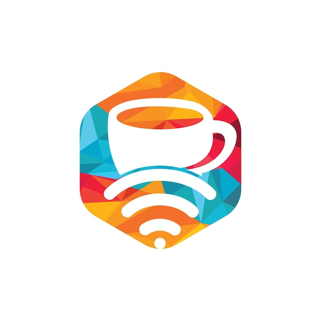 Vector coffee cup with wifi vector icon logo design