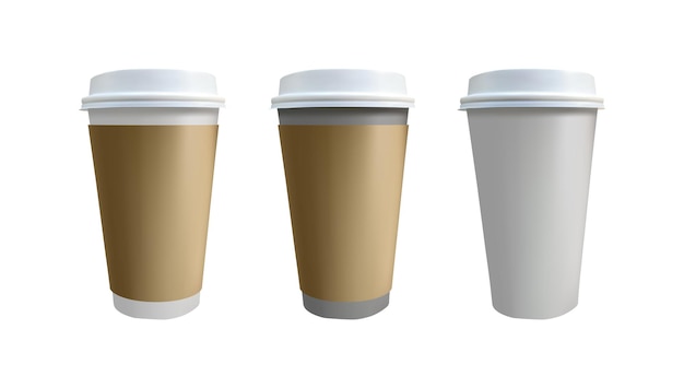 Coffee cups mock up isolated on white background EPS 10