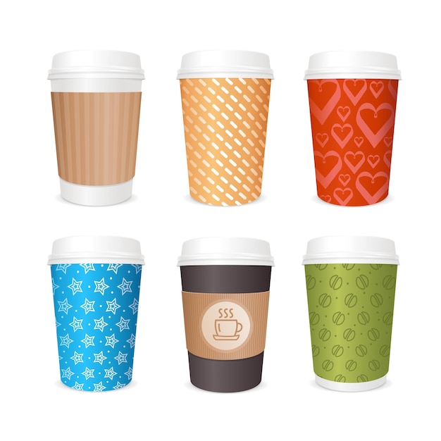 Coffee Cups Template Set Different Covers Vector illustration