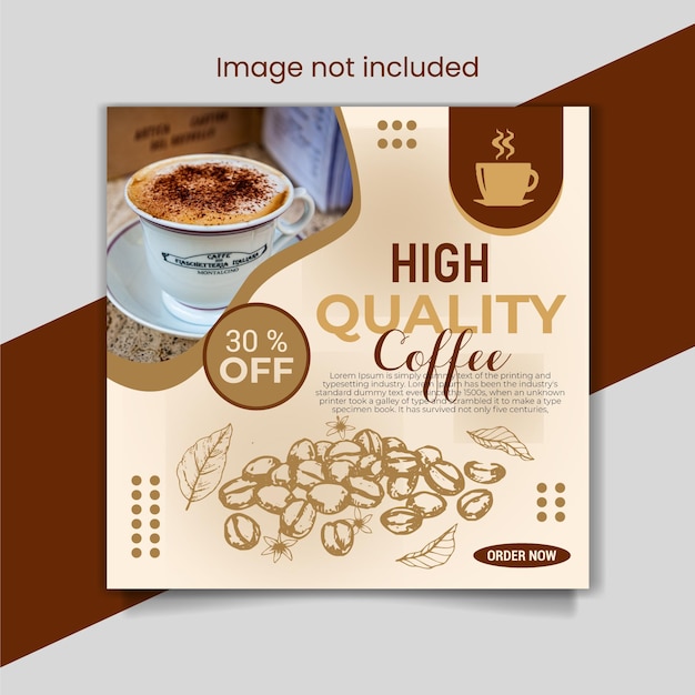 Coffee day social media post promotion banner ads and food restaurant square flyer or poster design