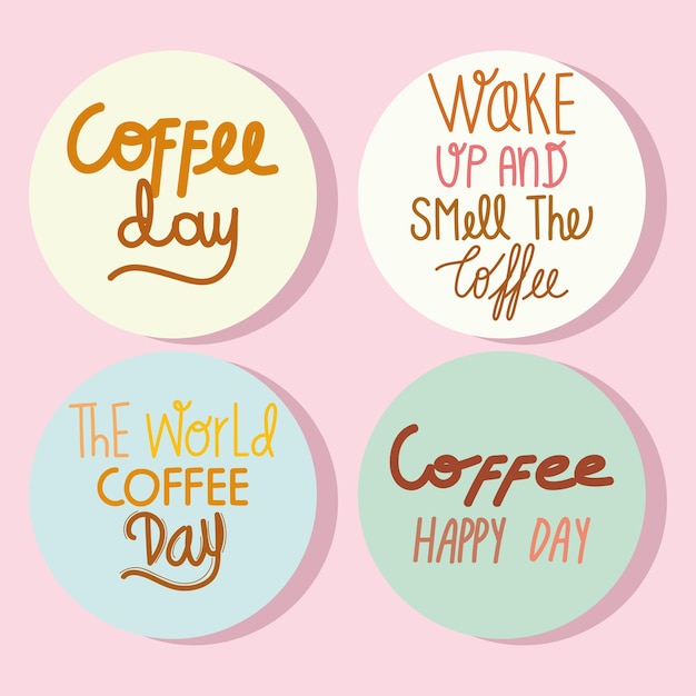 Vector coffee day text set