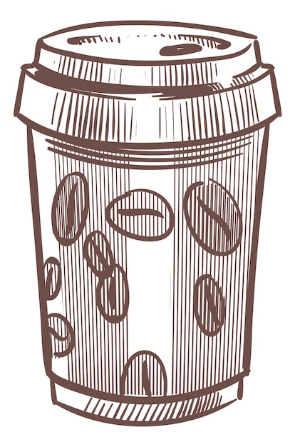 Coffee disposable cup sketch Takeaway drink icon