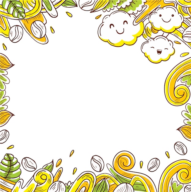 coffee doodle frame vector illustration