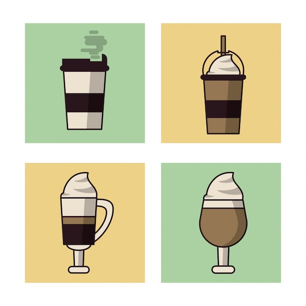 Coffee drinks icon set