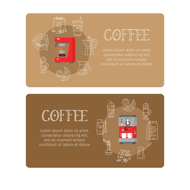 Vector coffee equipment banners vector illustration