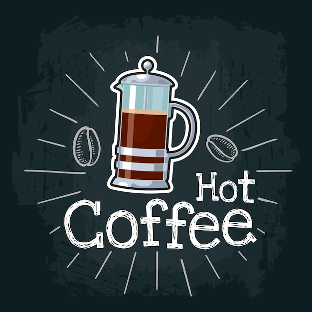 Coffee french press icon Vector flat illustration