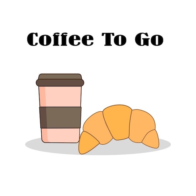 Coffee to go concept. Coffee and croissant