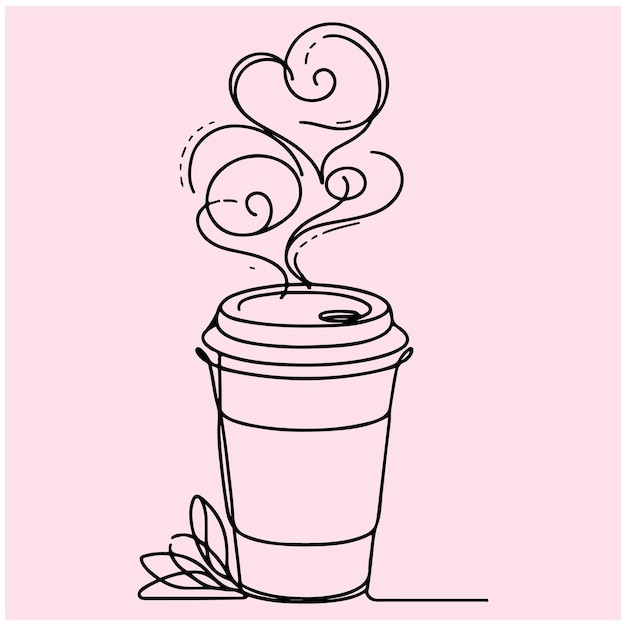 Coffee to go Cup of coffee Continuous one line drawing Line sketch vector illustration stock