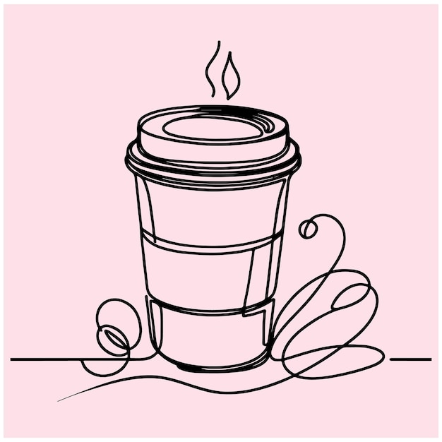 Coffee to go Cup of coffee Continuous one line drawing Line sketch vector illustration stock