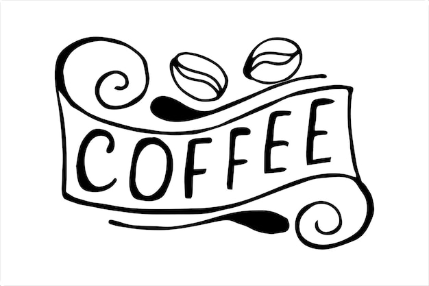 Coffee Hand written lettering Black and white vector