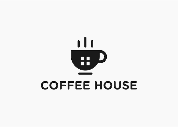 coffee house logo design vector silhouette illustration on white background