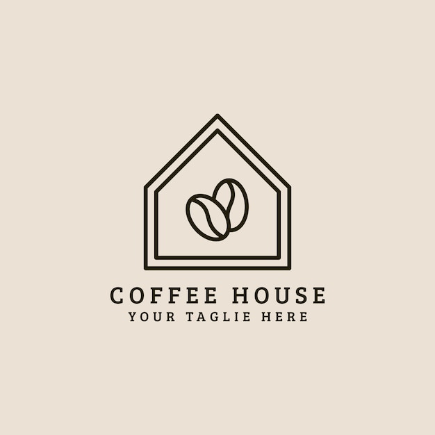 Coffee house shop with line art style logo vector icon design business symbol template illustration