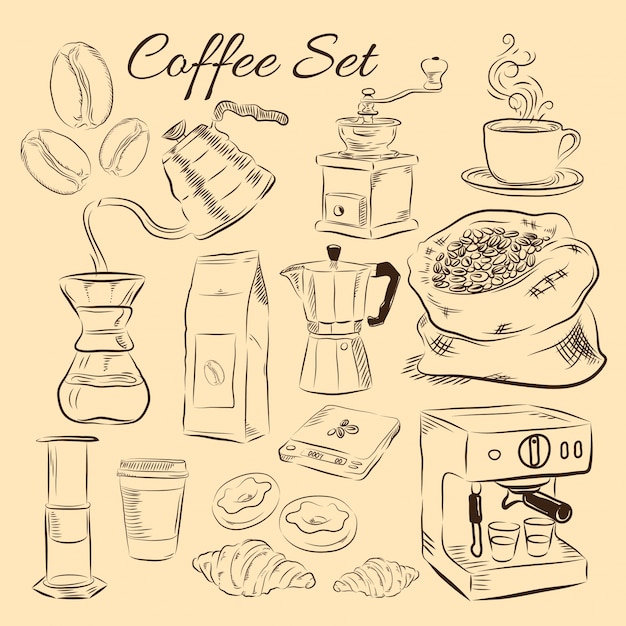 Coffee icons set