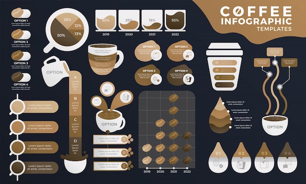 Vector coffee infographic templates bundle