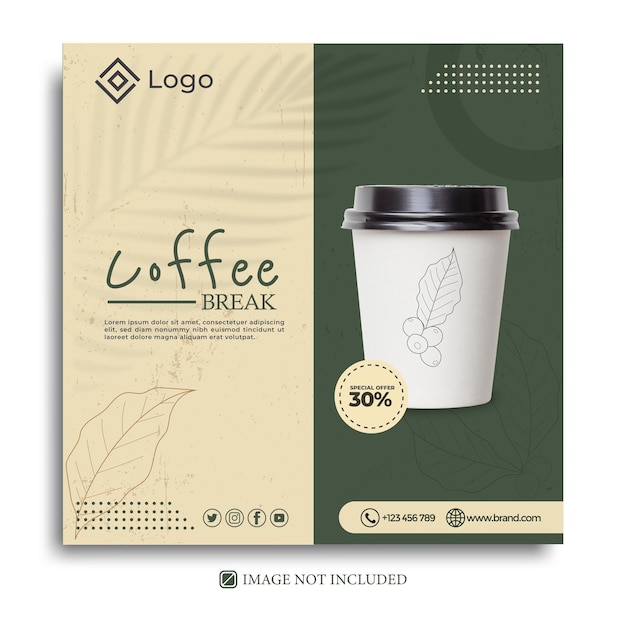 Vector coffee instagram post or cover template