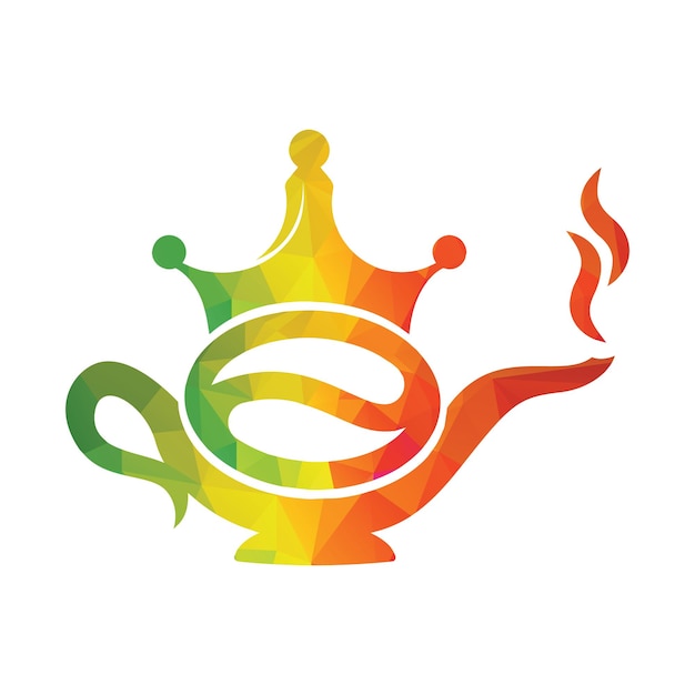 Coffee King Kettle logo design icon template Crown Coffee pot design vector