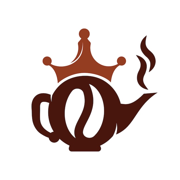 Coffee King Kettle logo design icon template. Crown Coffee pot design vector.