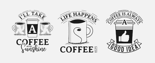 Coffee lettering design bundle for print, t shirt and much more.