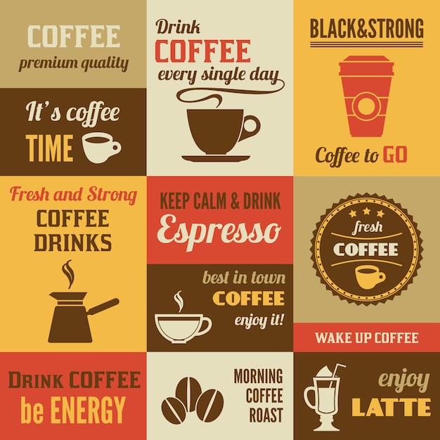 Coffee lettering design set