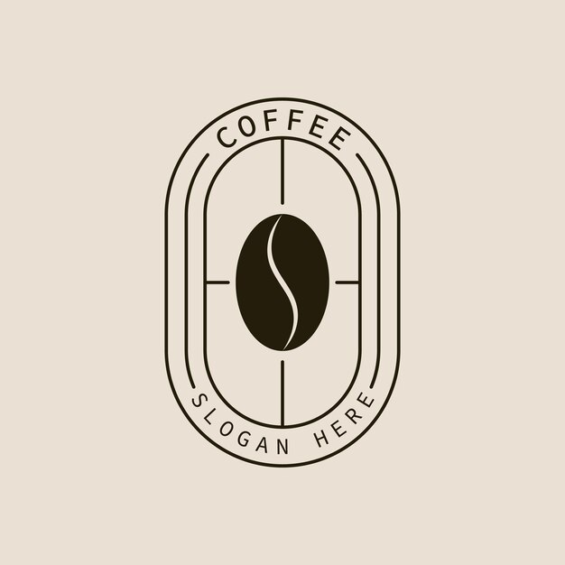 Coffee line art logo icon and symbol with emblem vector illustration design