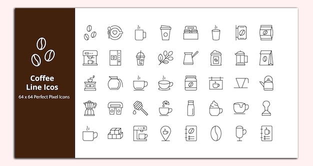 Coffee Line icons vector set