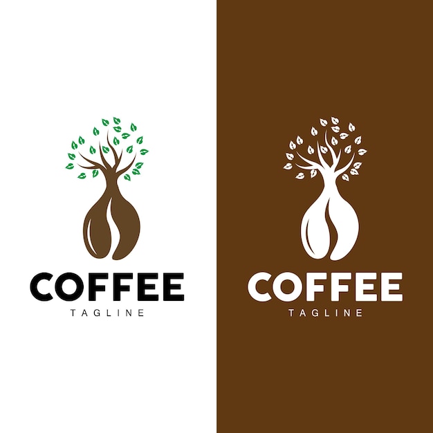 Coffee Logo Coffee Tree Design Cafe Drink Vector Icon Brand Illustration Symbol