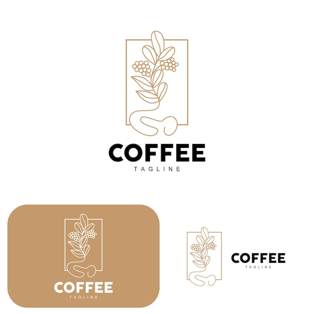 Coffee Logo Coffee Tree Design Cafe Drink Vector Icon Brand Illustration Symbol