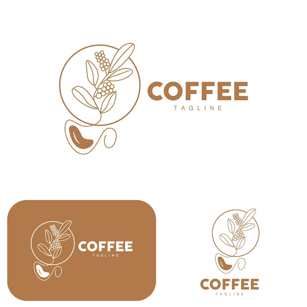 Coffee Logo Coffee Tree Design Cafe Drink Vector Icon Brand Illustration Symbol