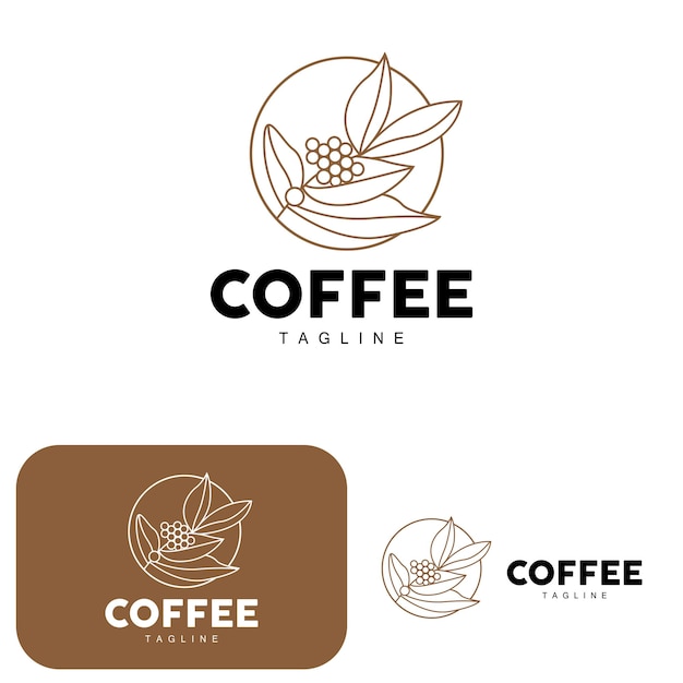 Coffee Logo Coffee Tree Design Cafe Drink Vector Icon Brand Illustration Symbol