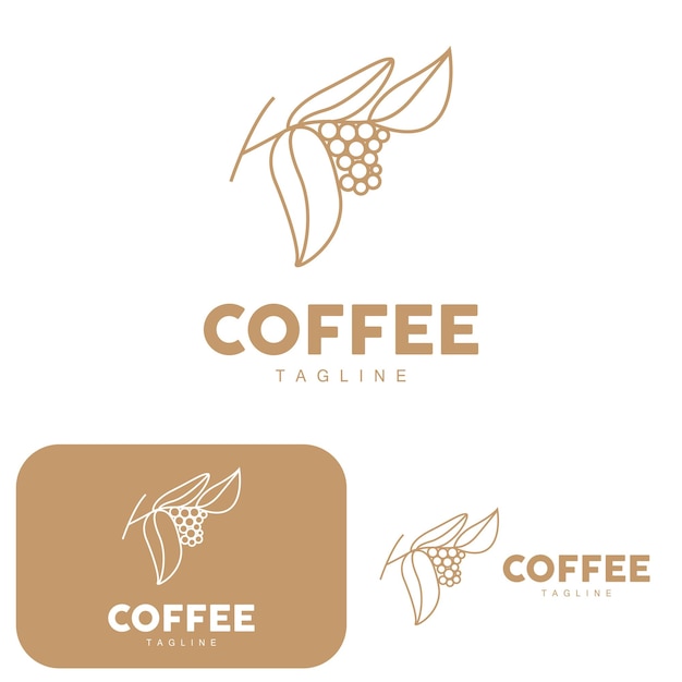 Coffee Logo Coffee Tree Design Cafe Drink Vector Icon Brand Illustration Symbol