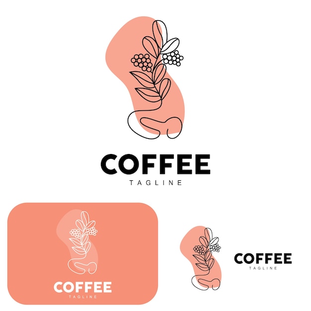 Coffee Logo Coffee Tree Design Cafe Drink Vector Icon Brand Illustration Symbol