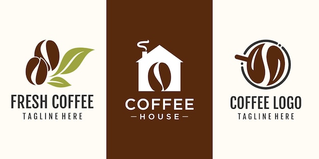 Coffee logo design collection with creative element concept Premium Vector