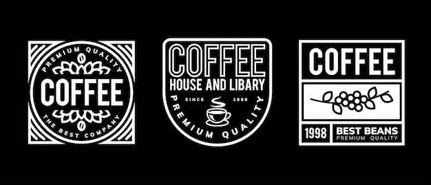 Coffee logo template design in black and white