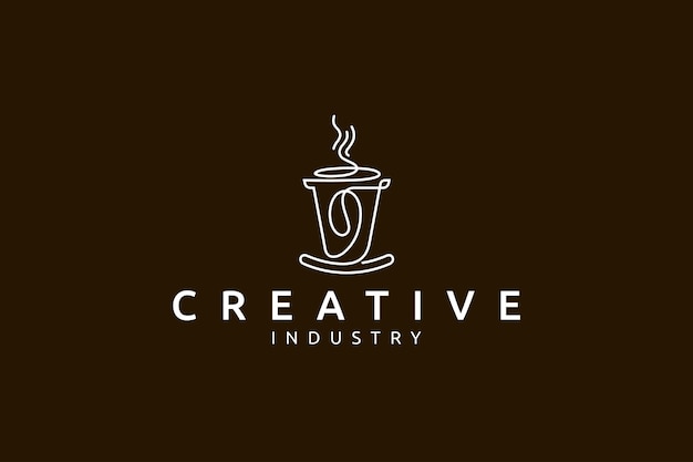 Coffee logo with continuous one line design style