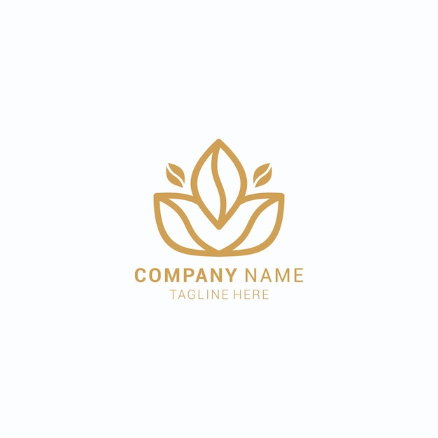 coffee logo with luxury leaf style Premium Vector