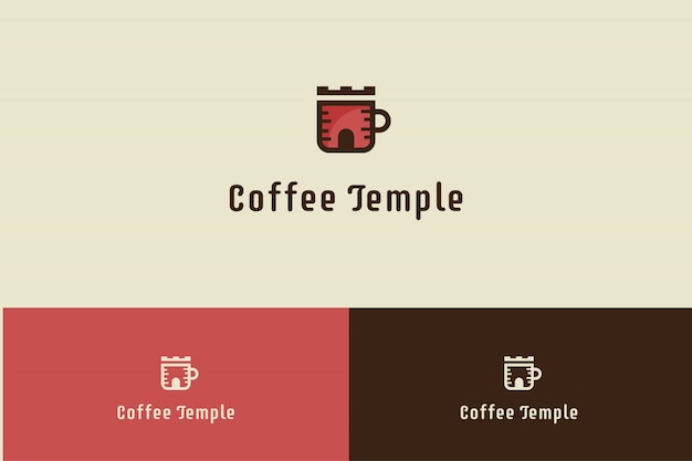 Coffee Logo with Temple Cup Illustration