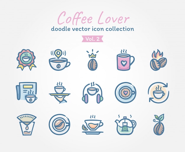 Coffee Lover doodle vector icon collection