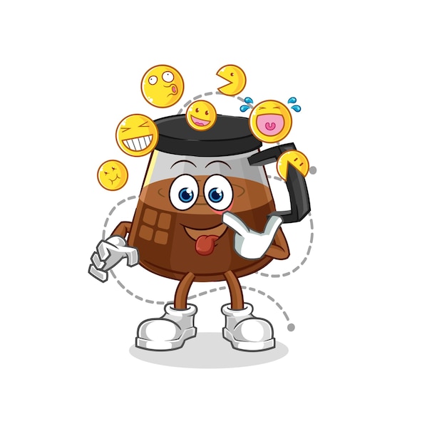 Coffee machine laugh and mock character cartoon mascot vector