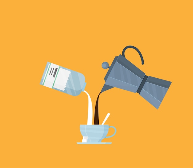 Coffee maker and cup flat icon flat vector illustration