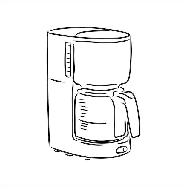 Coffee maker with cup Coffee maker and cup hand drawn on white background Coffee maker and cup