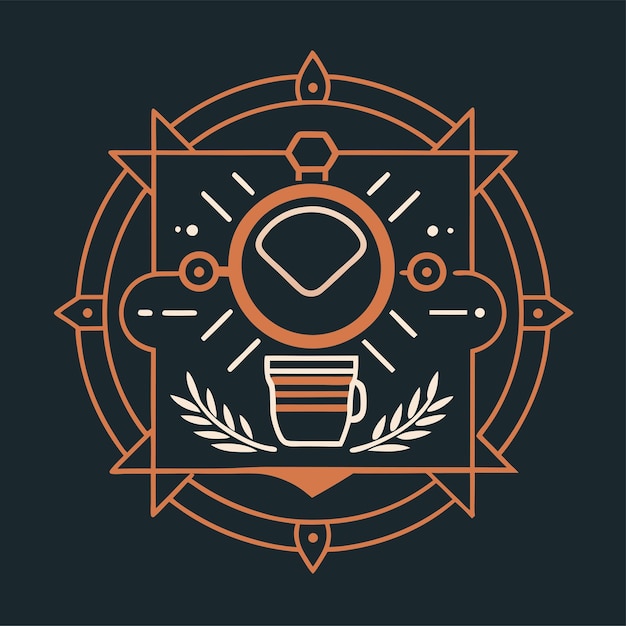 coffee mechanic line art logo design vector art and illustration