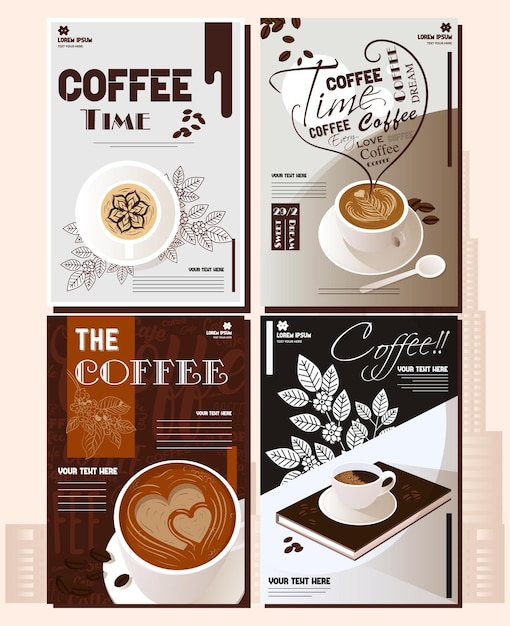 Coffee menu cover templates elegant cups decor