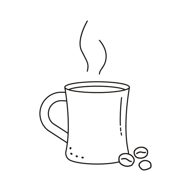 Coffee mug isolated on white Doodle style