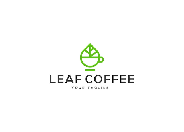 Coffee and nature green leaf logo design vector illustration