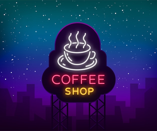 Coffee neon sign logo 