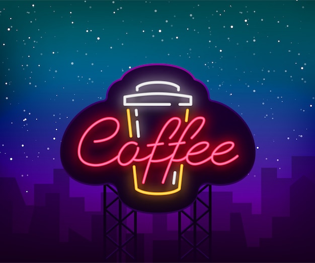 Coffee neon sign logo 