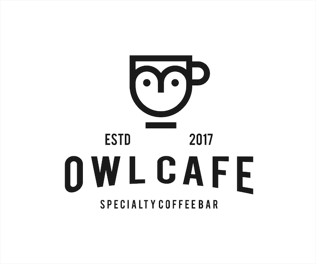 coffee owl logo design vector illustration